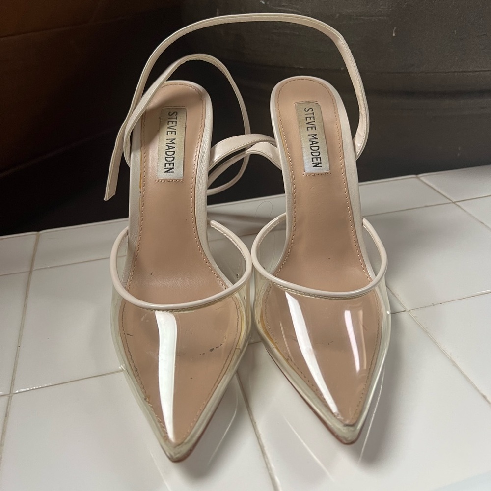 Steve Madden clear pointed toe pump